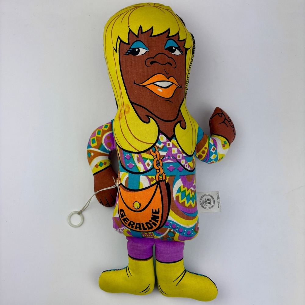 VTG 1970 Flip Wilson & Geraldine Pull String Talking Plush Doll (Needs Repair)